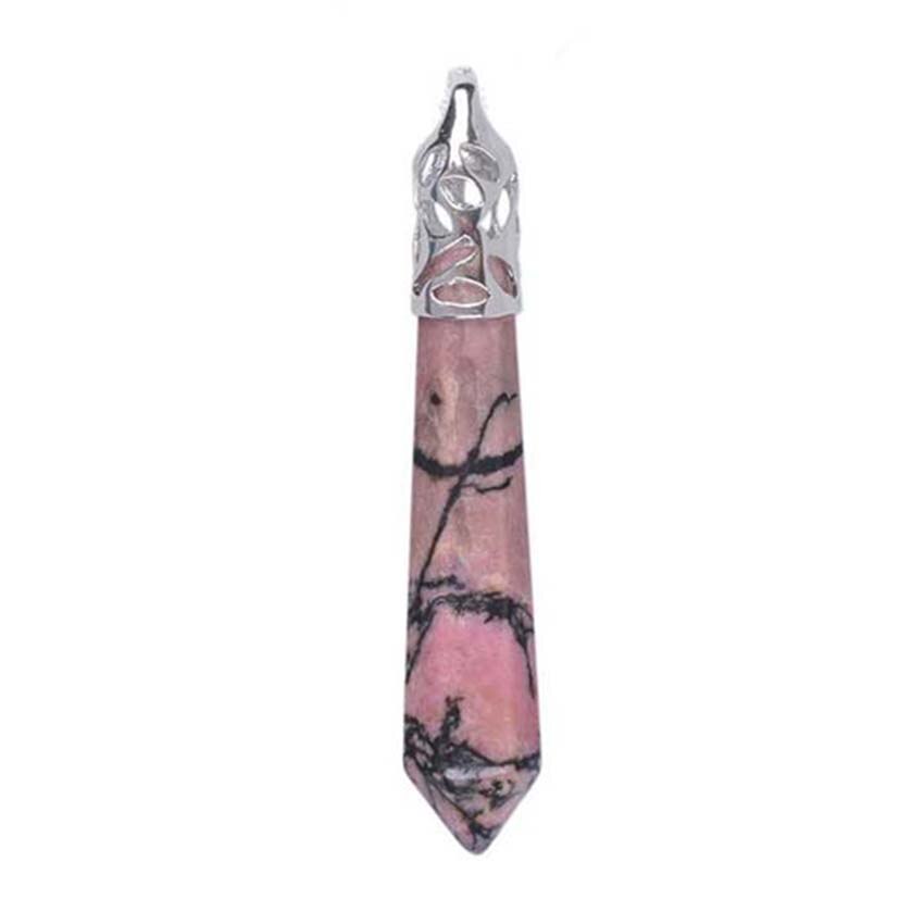 Natural Crystal Stone Healing Lapis Lazuli Rhodochrosite Amethysts Hexagon, Tree of Life, Reiki Stone Pendulum Pendant