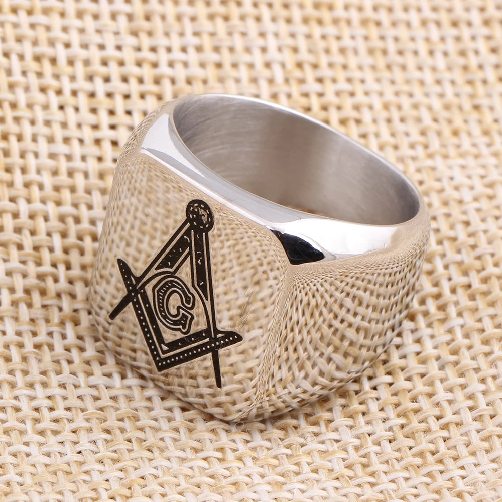 316L Stainless Steel Masonic Ring for Men, master masonic signet ring, freemason ring jewelry