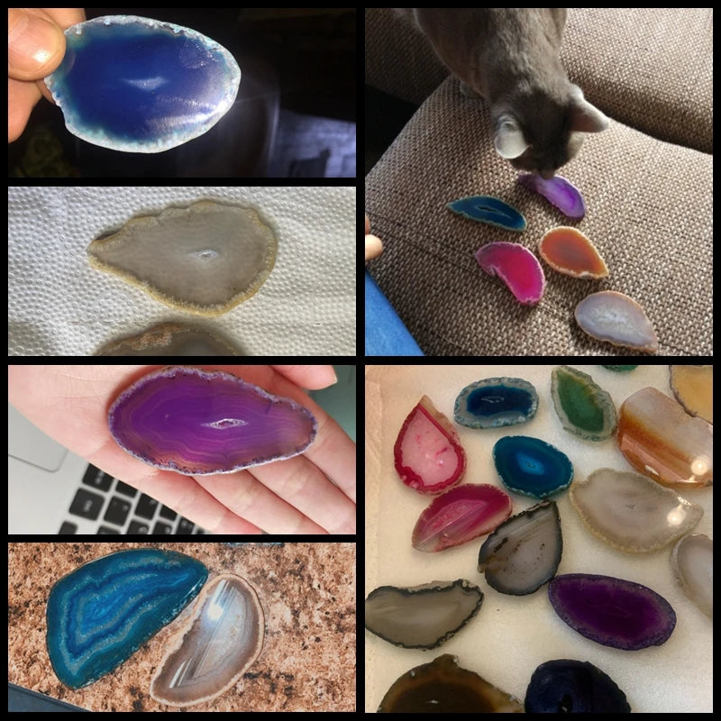 1 PC 50-80mm Irregular Natural Agates Geode Slice (No Hole) Reiki Healing Crystal Stone Slice