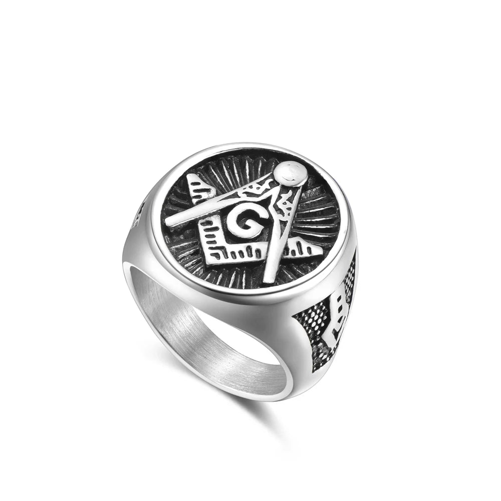 316L Titanium Steel Masonic AG Ring Stainless Steel Jewelry For Men Size 8-12