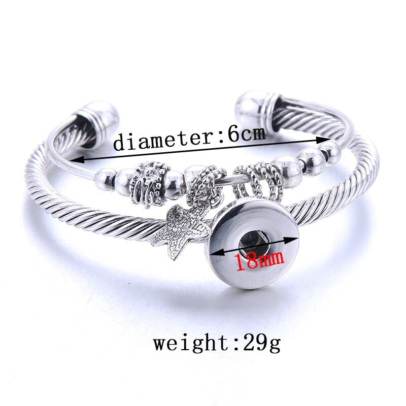 Fashion Adjustable Snap Bracelets, Metal Snap Bracelet, Fits 18MM Snap Buttons, (sold separately)