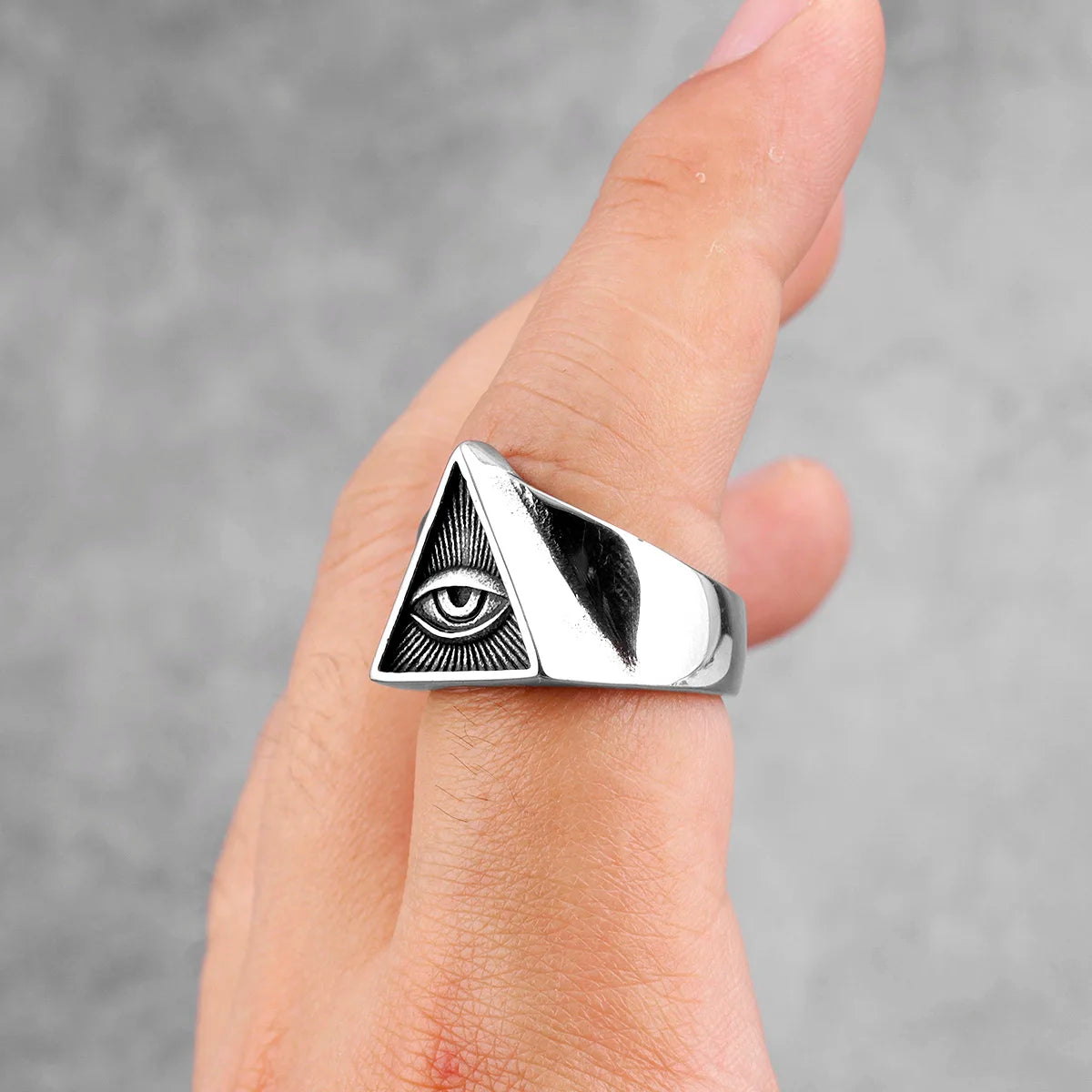 Freemason Illuminati Triangle Masonic Stainless Steel Mens Rings Jewelry Creativity Gift