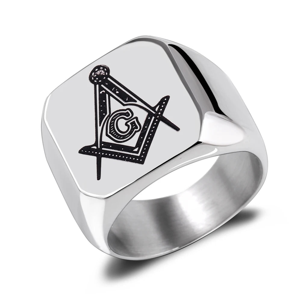 316L Stainless Steel Masonic Ring for Men, master masonic signet ring, freemason ring jewelry