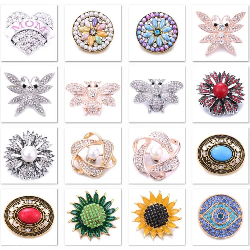 Snap Jewelry, Big Crystal Metal Snap Buttons with Rhinestones, Fit all 18mm Snap Jewelry