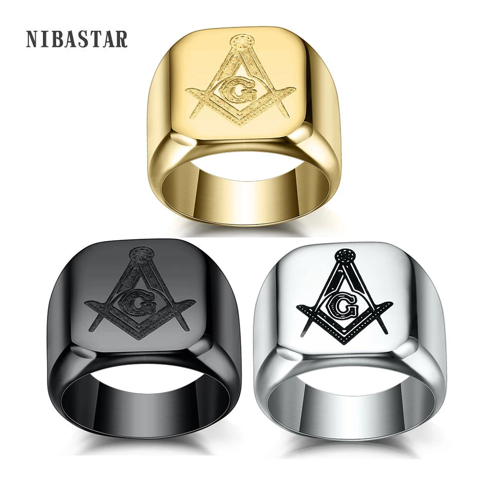 316L Stainless Steel Masonic Ring for Men, master masonic signet ring, freemason ring jewelry