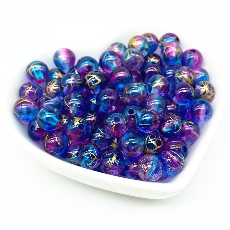 50pcs 8mm Double Color Acrylic Beads ,Spacer Beads For Jewelry Making, Handmade DIY