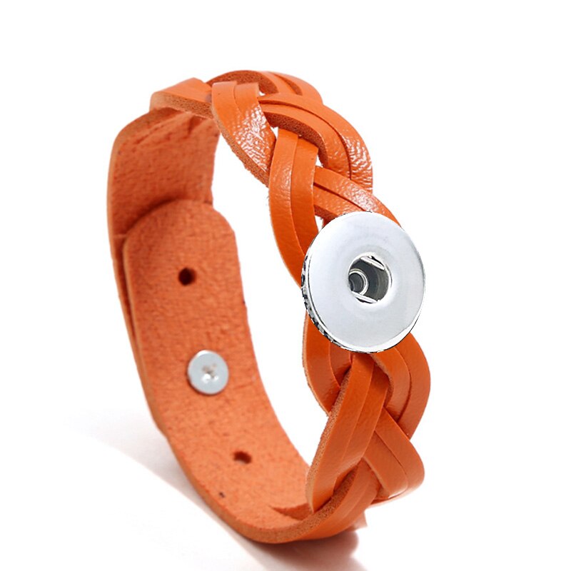 New Candy Colors Real Genuine Leather, Retro Fashion Bracelet. Fits all 18mm Snap Buttons