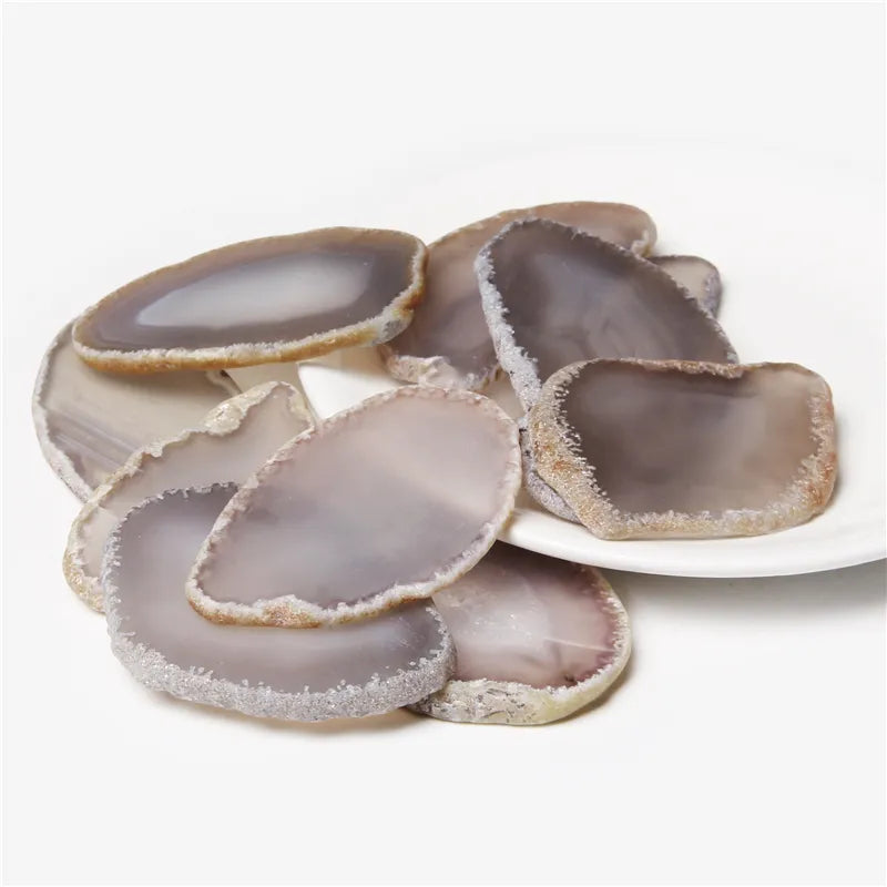 1 PC 50-80mm Irregular Natural Agates Geode Slice (No Hole) Reiki Healing Crystal Stone Slice