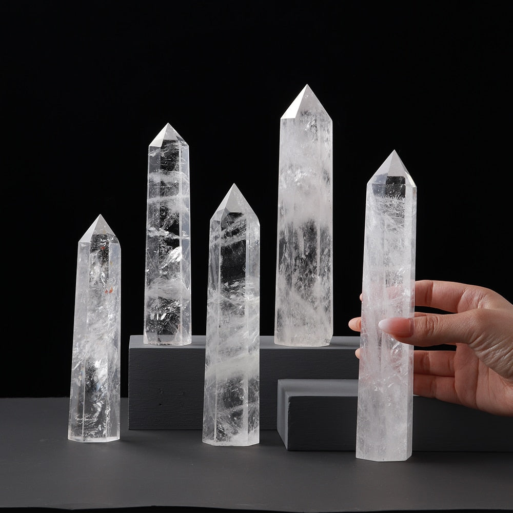 Runyangshi Big wand Natural Crystal Clear Quartz, Quartz Point Healing Stone, Hexagonal Prisms,  Obelisk Wand Stone, Home Decor