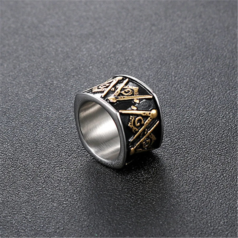 Masonic Ring For Men Square Ring Stainless Steel Freemason Jewelry  Mens Gift Ring