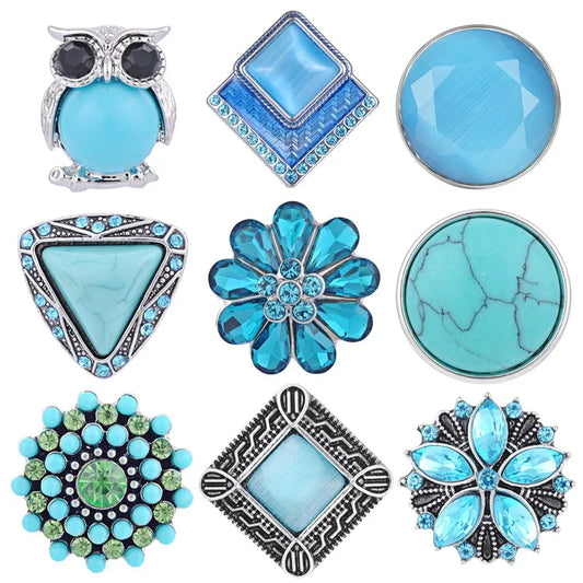 Light Blue Design Snap button, 18mm Snap Charms, fit Ginger Snaps jewelry and all 18mm Snap Jewelry