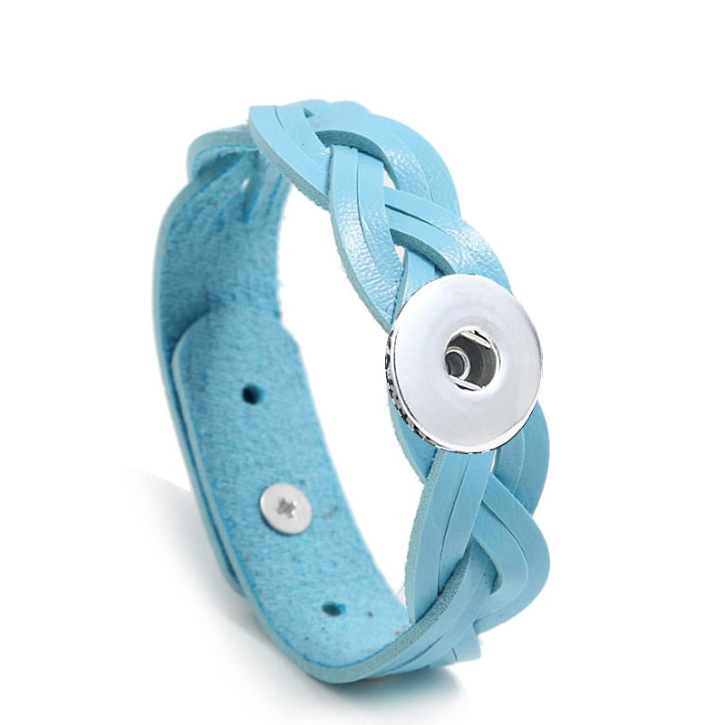 New Candy Colors Real Genuine Leather, Retro Fashion Bracelet. Fits all 18mm Snap Buttons