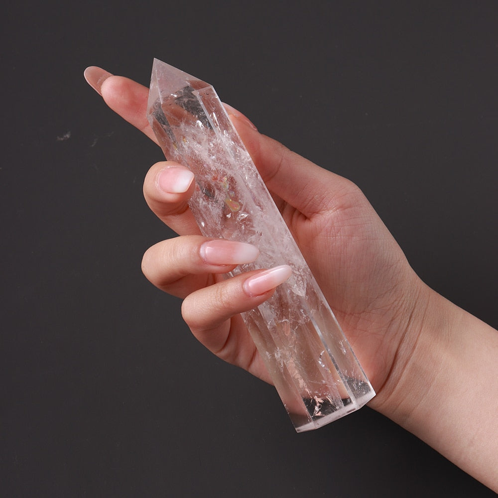 Runyangshi Big wand Natural Crystal Clear Quartz, Quartz Point Healing Stone, Hexagonal Prisms,  Obelisk Wand Stone, Home Decor