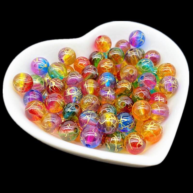 50pcs 8mm Double Color Acrylic Beads ,Spacer Beads For Jewelry Making, Handmade DIY