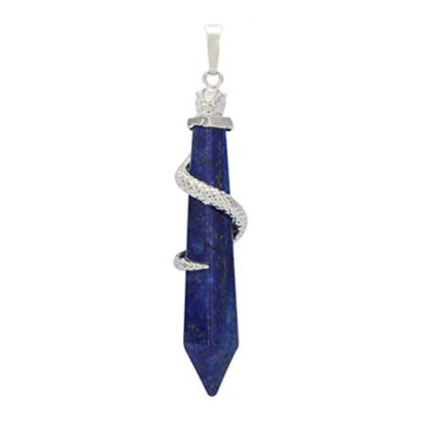 Natural Crystal Stone Healing Lapis Lazuli Rhodochrosite Amethysts Hexagon, Tree of Life, Reiki Stone Pendulum Pendant