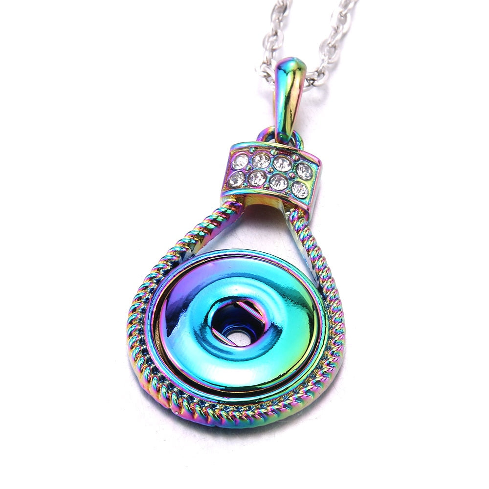 Colorful Snap Button Necklace, Fits 18mm Metal Snap Buttons,  Snap Pendant Necklace