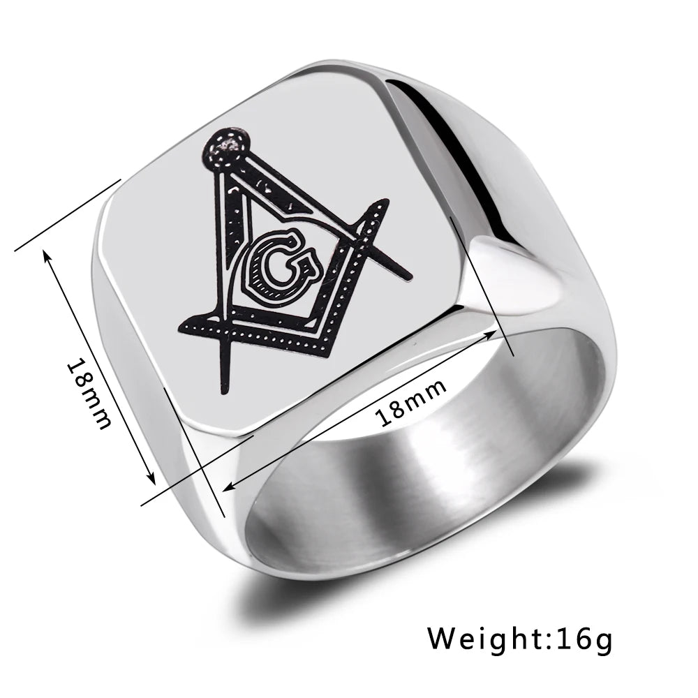 316L Stainless Steel Masonic Ring for Men, master masonic signet ring, freemason ring jewelry