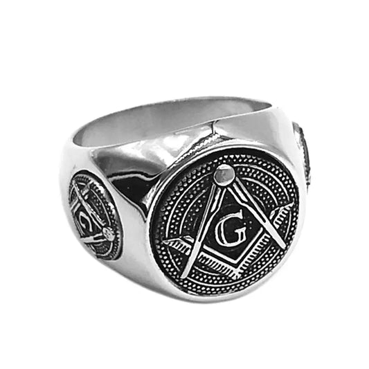 Classic Masonic Ring Stainless Steel Classic Freemason Compass  Masonic Ring Mens