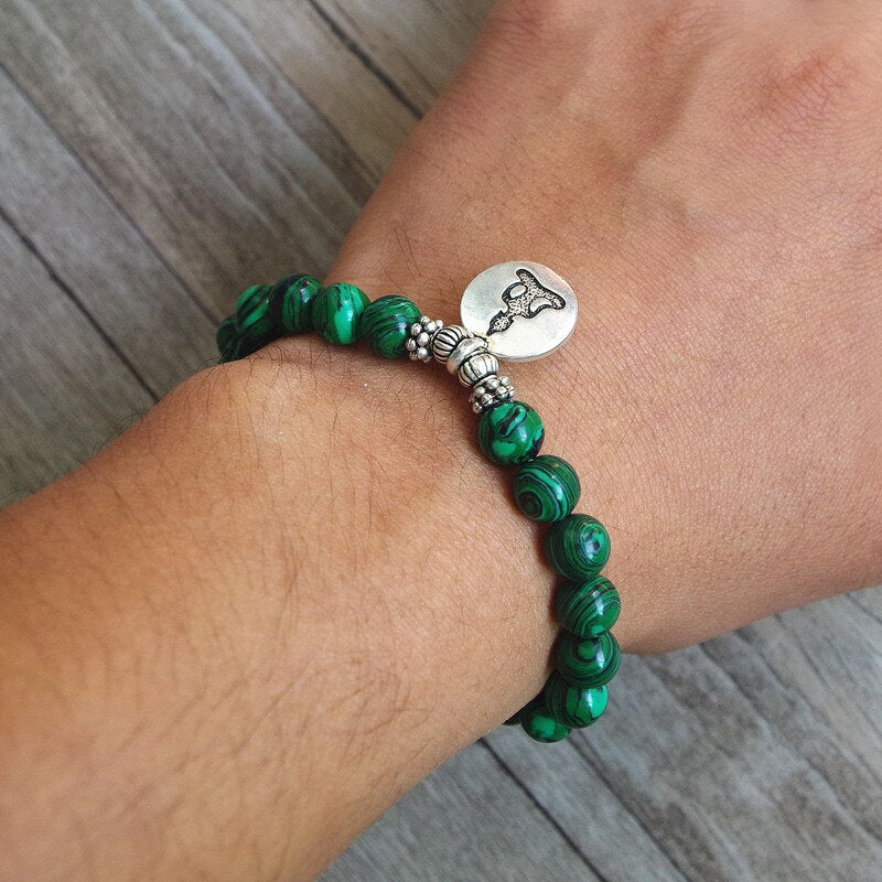 Handmade Jewelry, Malachite Beaded Bracelet, Yoga, Chakra, Prayer, Mala,  Buddha Bracelet, for Women or Men