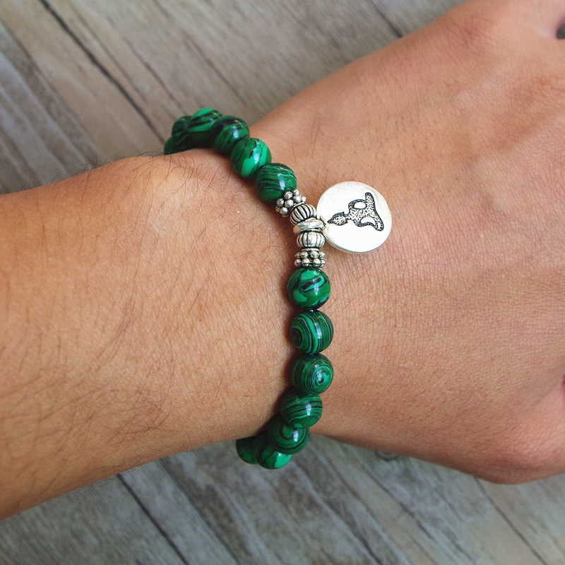 Handmade Jewelry, Malachite Beaded Bracelet, Yoga, Chakra, Prayer, Mala,  Buddha Bracelet, for Women or Men