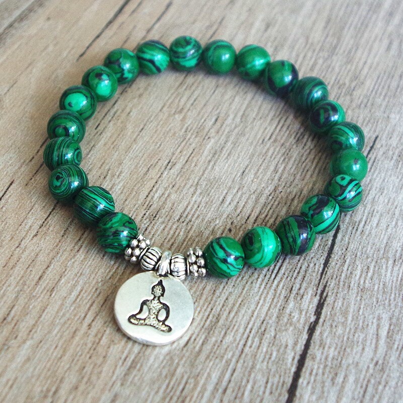 Handmade Jewelry, Malachite Beaded Bracelet, Yoga, Chakra, Prayer, Mala,  Buddha Bracelet, for Women or Men