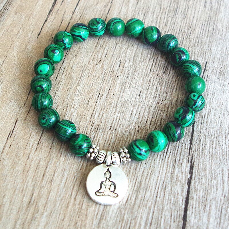 Handmade Jewelry, Malachite Beaded Bracelet, Yoga, Chakra, Prayer, Mala,  Buddha Bracelet, for Women or Men