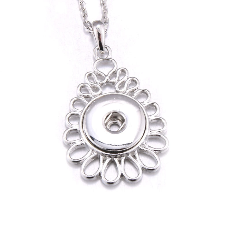 Snap Jewelry Flower Necklace, Crystal Snap Button Necklace, Fits 18mm 20mm Snap Buttons Jewelry