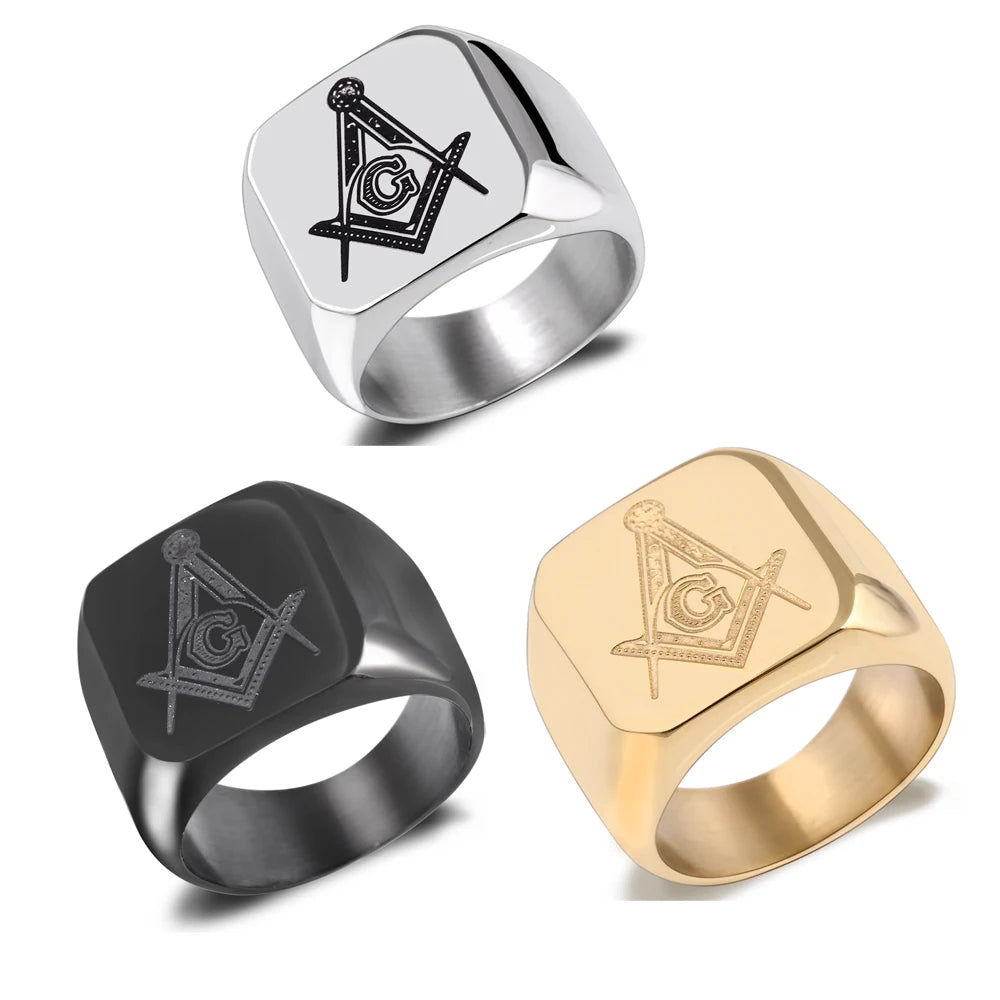 316L Stainless Steel Masonic Ring for Men, master masonic signet ring, freemason ring jewelry