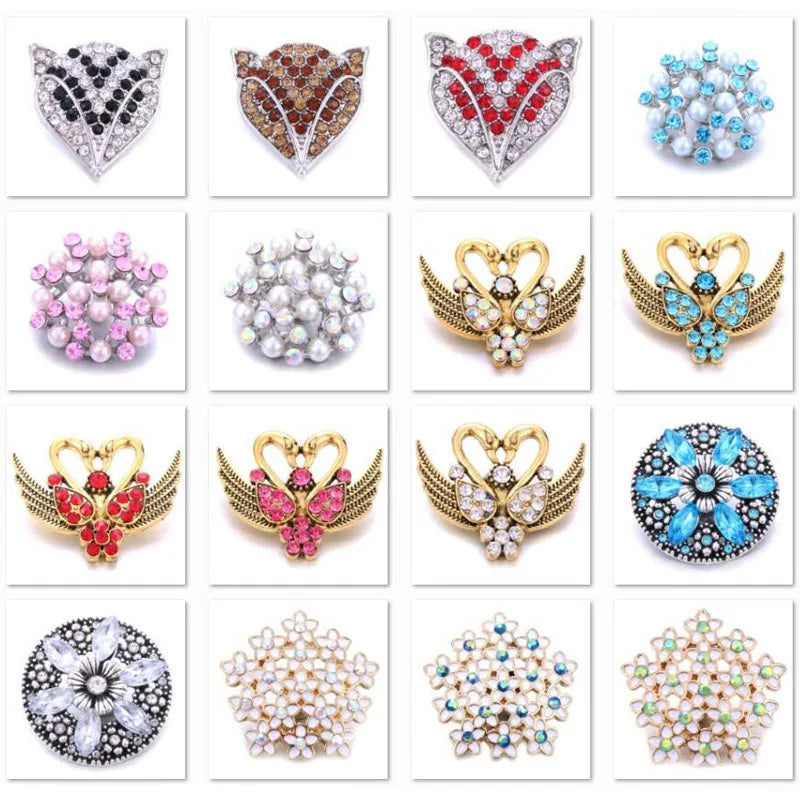 Snap Jewelry, Big Crystal Metal Snap Buttons with Rhinestones, Fit all 18mm Snap Jewelry