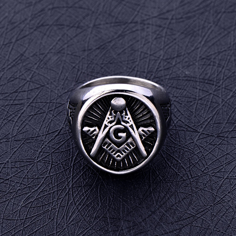 316L Titanium Steel Masonic AG Ring Stainless Steel Jewelry For Men Size 8-12