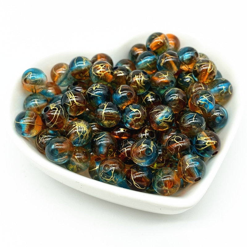 50pcs 8mm Double Color Acrylic Beads ,Spacer Beads For Jewelry Making, Handmade DIY