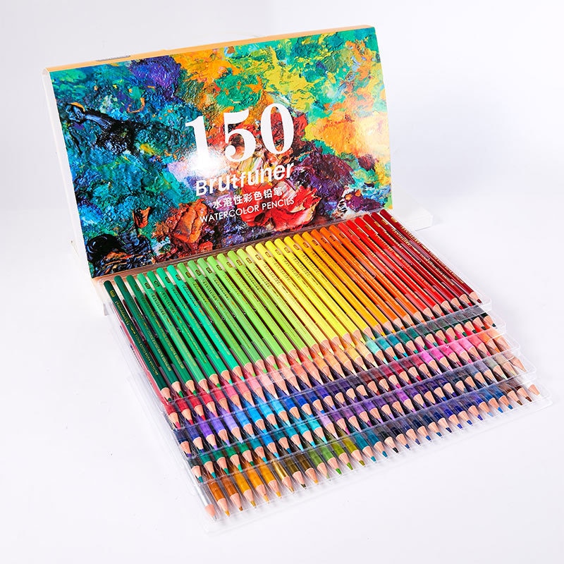 Multicolor 180 Colors Professional Watercolor Pencils Set, Artist Sketching, Wood, Soft Color