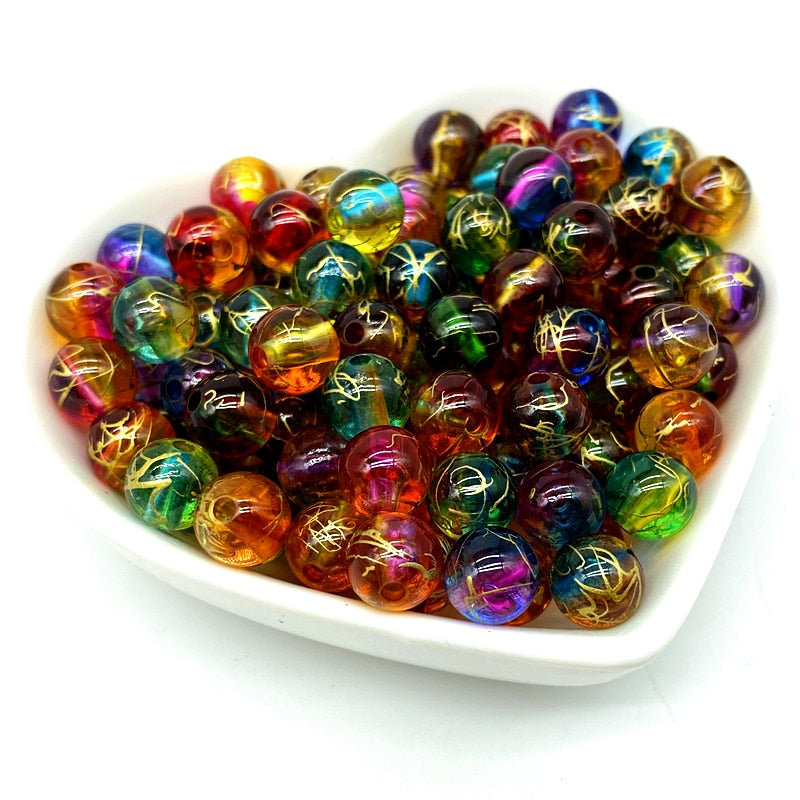 50pcs 8mm Double Color Acrylic Beads ,Spacer Beads For Jewelry Making, Handmade DIY