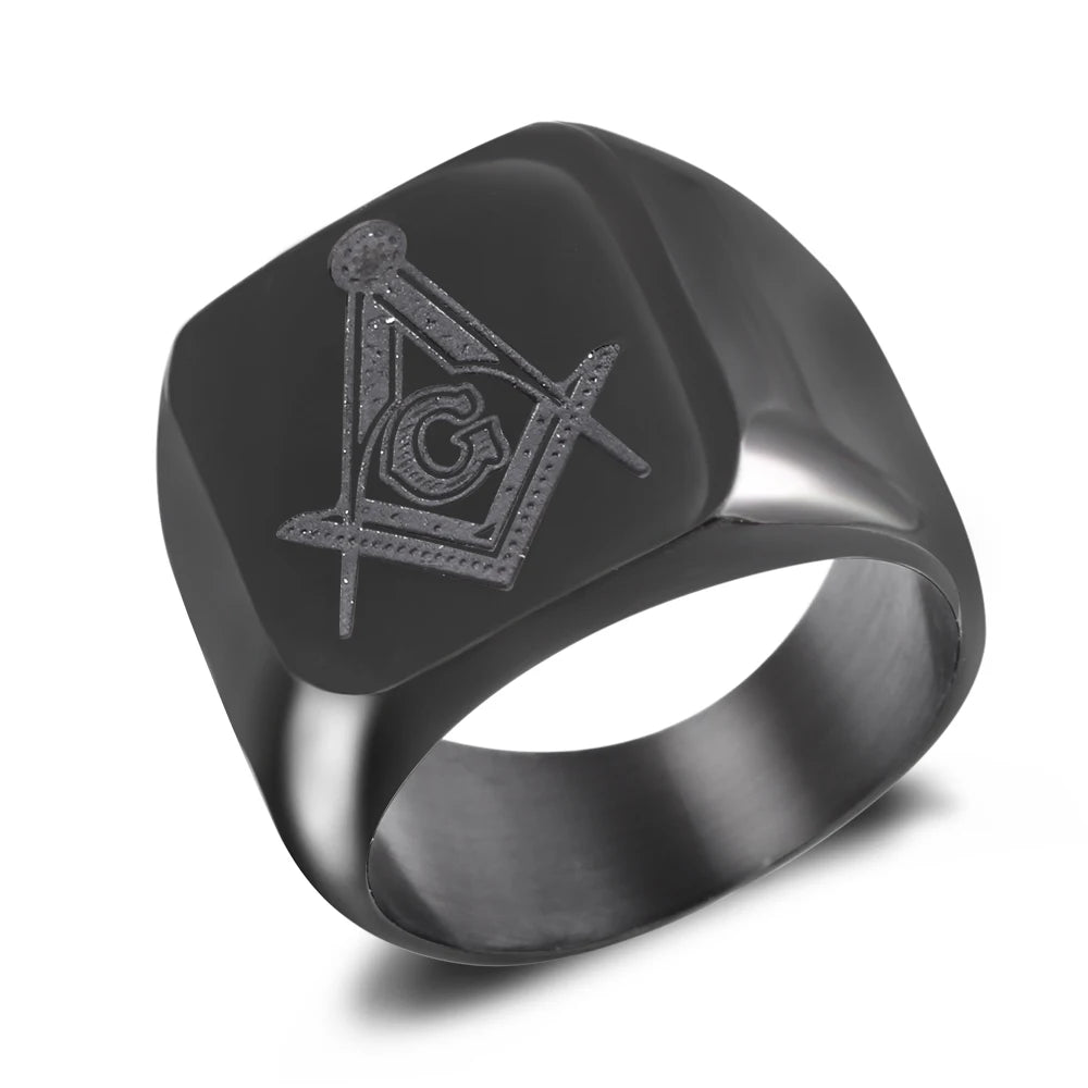 316L Stainless Steel Masonic Ring for Men, master masonic signet ring, freemason ring jewelry