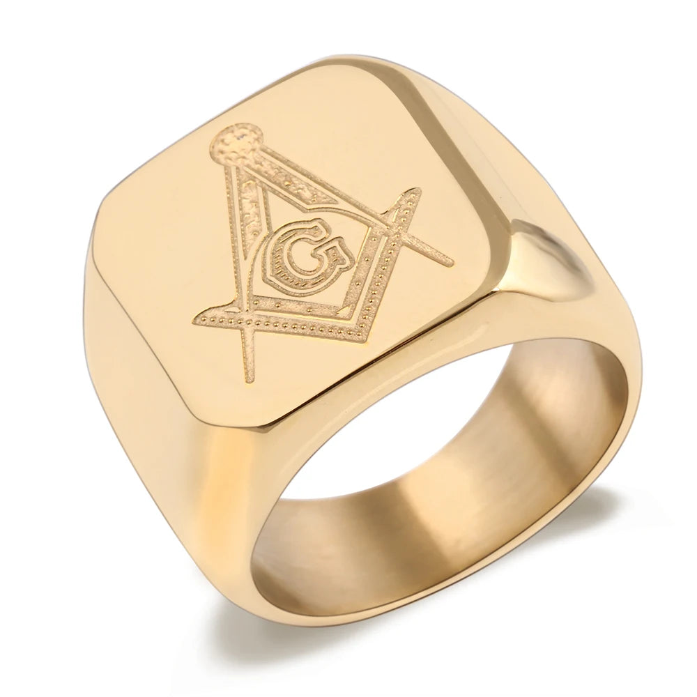 316L Stainless Steel Masonic Ring for Men, master masonic signet ring, freemason ring jewelry