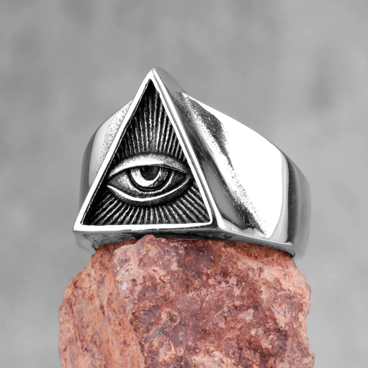 Freemason Illuminati Triangle Masonic Stainless Steel Mens Rings Jewelry Creativity Gift