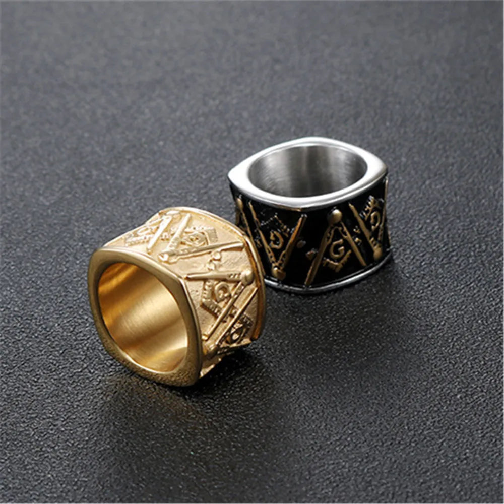 Masonic Ring For Men Square Ring Stainless Steel Freemason Jewelry  Mens Gift Ring