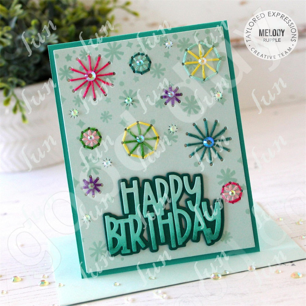 Happy Birthday Sentiment Stamps, Stencils and Dies, Celebrate Candles Die Cuts for Diy Scrapbooking Paper Crafts Template