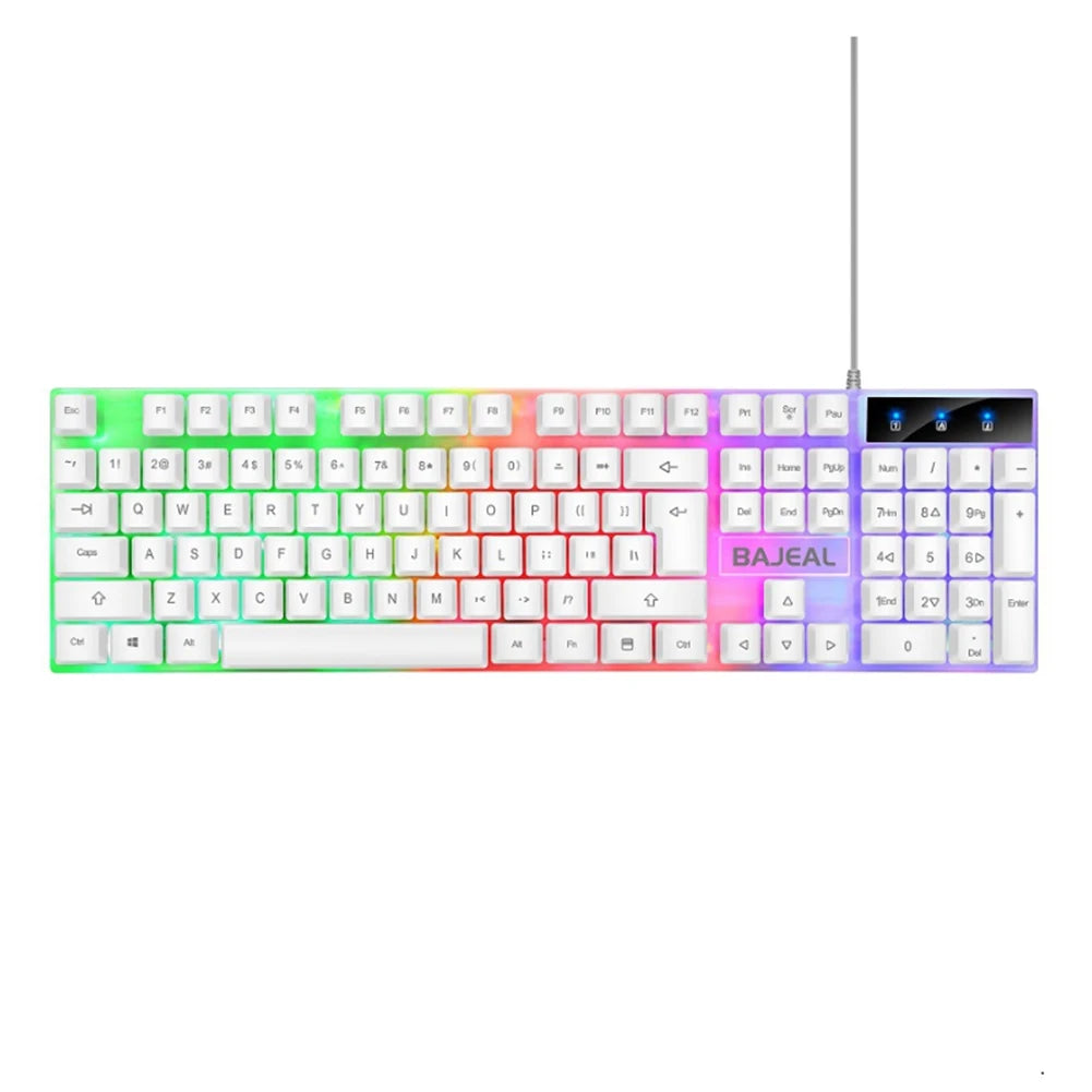 RGB Gaming Keyboard 98 Keys Mechanical Keyboard 1.5m Cable USB Wired Keyboard Seven Color Lights for Computer Laptop PC Gamer