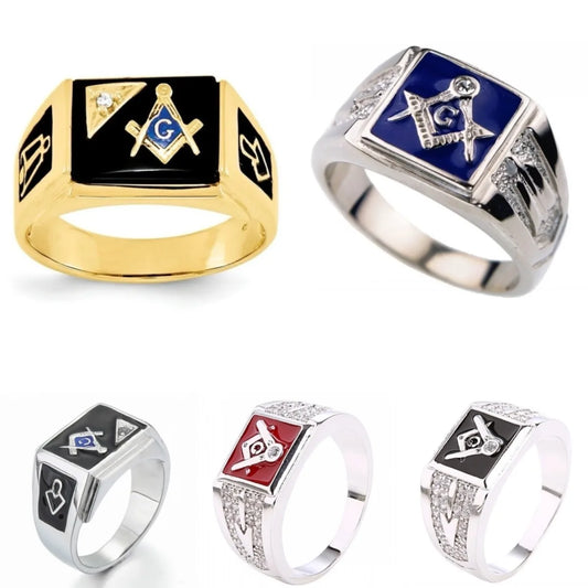 Golden Color Freemason Rings for Men Stainless Steel Jewelry Masonic All-seeing Eye Shaped Creative Gifts