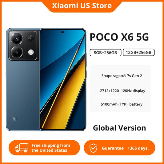 Global Version POCO X6 5G 64MP Camera with OIS 67W Charging NFC Snapdragon 7s Gen 2 Smartphone 120Hz Flow AMOLED Display