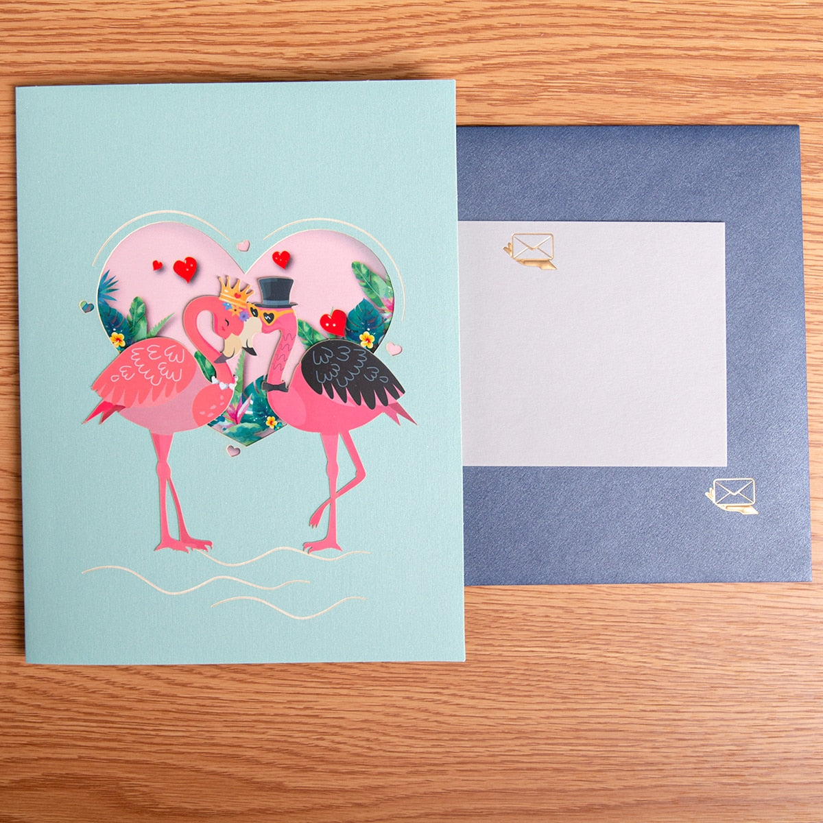 Flamingo Thinking of You Pop Up Card, Valentines Day, Birthday, Gift for Girlfriend Wife Husband, Anniversary Greeting Cards