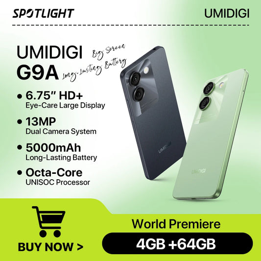 UMIDIGI G9A Android 14 Smartphone Octa-core 13MP+8MP Camera 64GB 6.75” Water Drop HD+ 5000mAh Battery Dual SIM Card Cellphone