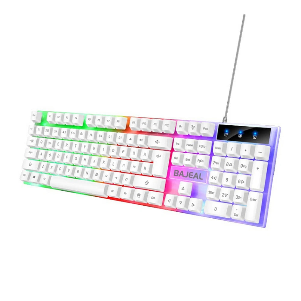 RGB Gaming Keyboard 98 Keys Mechanical Keyboard 1.5m Cable USB Wired Keyboard Seven Color Lights for Computer Laptop PC Gamer