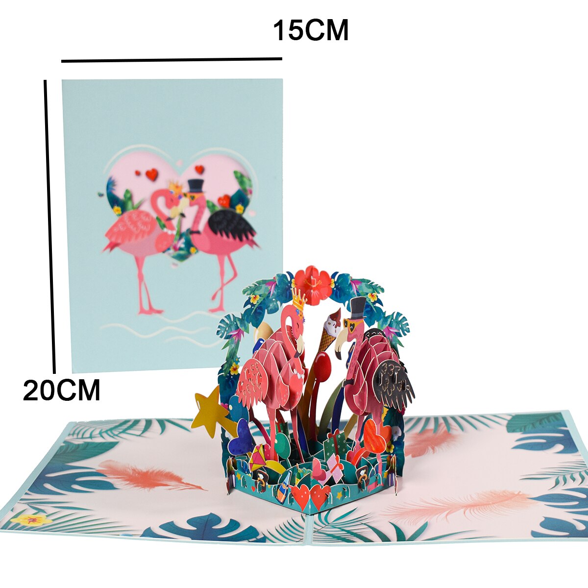 Flamingo Thinking of You Pop Up Card, Valentines Day, Birthday, Gift for Girlfriend Wife Husband, Anniversary Greeting Cards