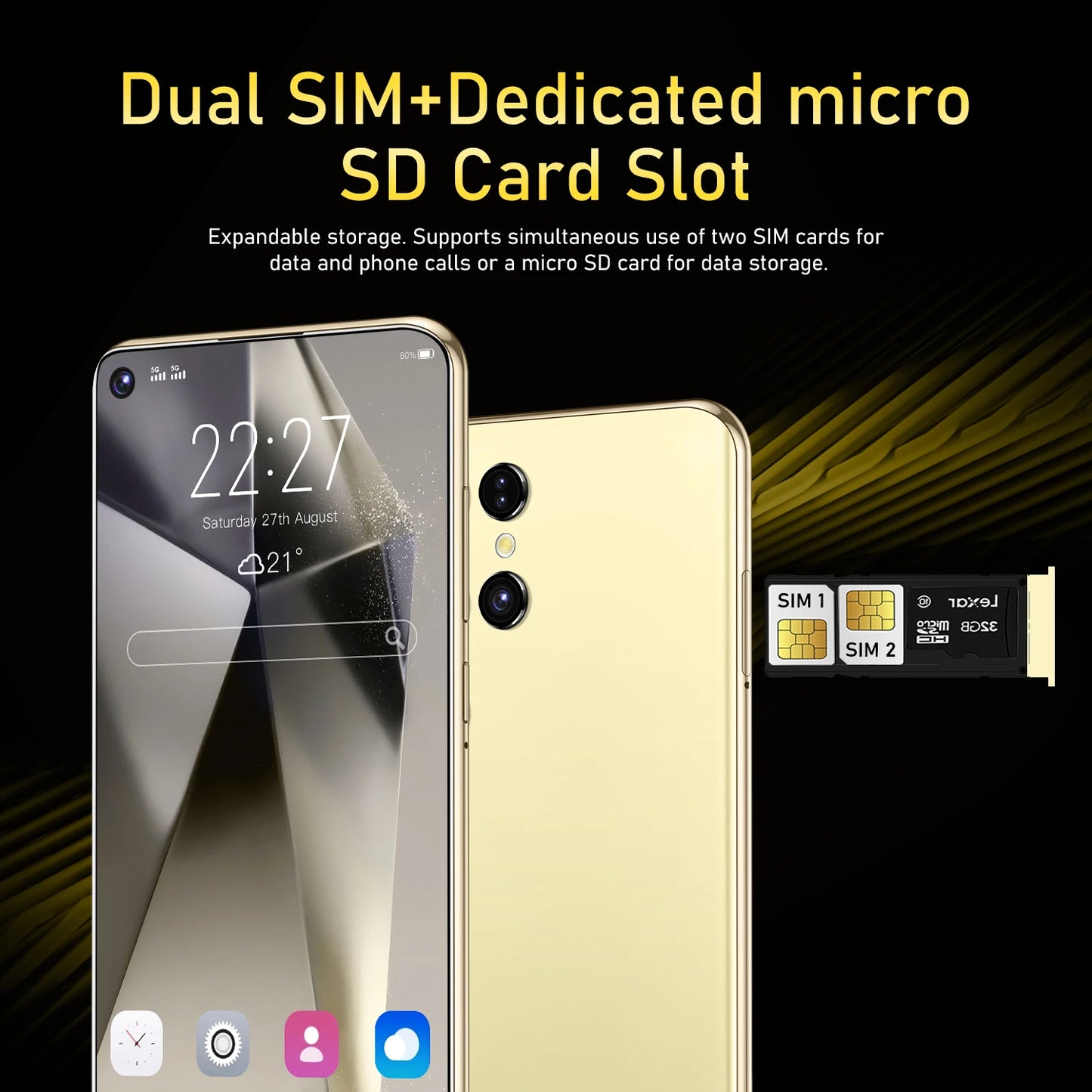 New smartphone 5G 7.3-inch high-definition Android 14 Snapdragon 8gen3 10core dual SIM phone 7800mAh unlocked smartphone