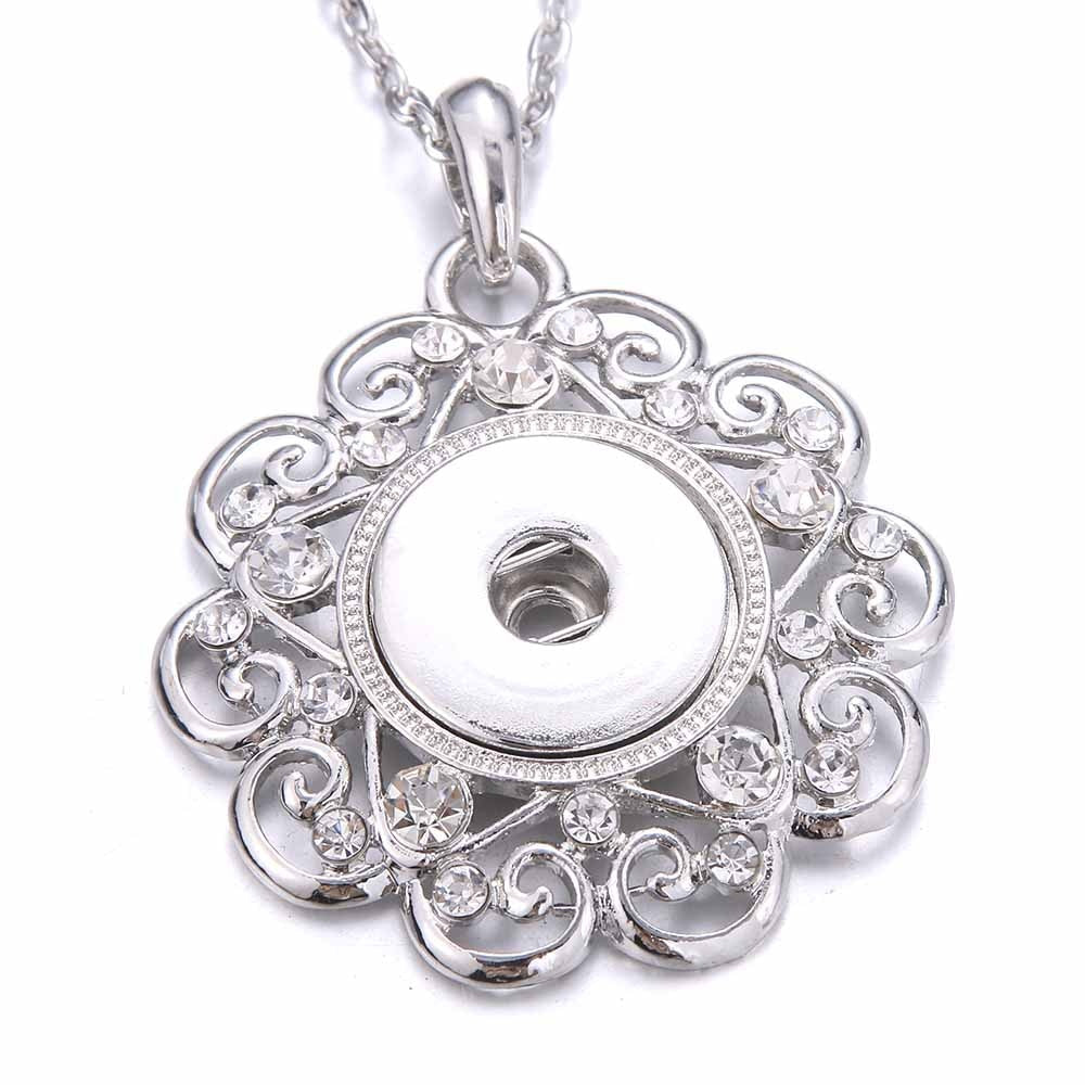 Round Snap Jewelry Vintage Metal Snap Button Necklaces, 18mm Snap Pendant Necklace