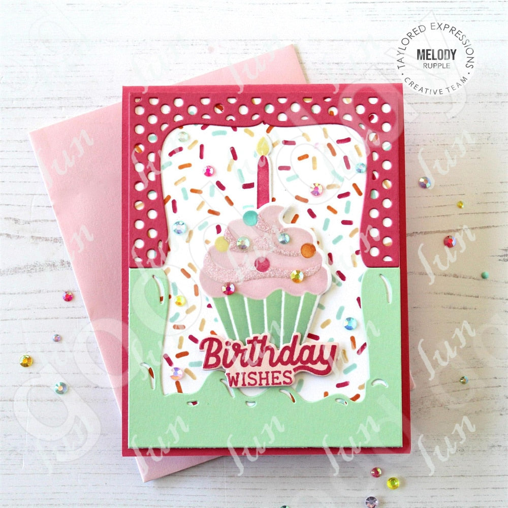 Happy Birthday Sentiment Stamps, Stencils and Dies, Celebrate Candles Die Cuts for Diy Scrapbooking Paper Crafts Template