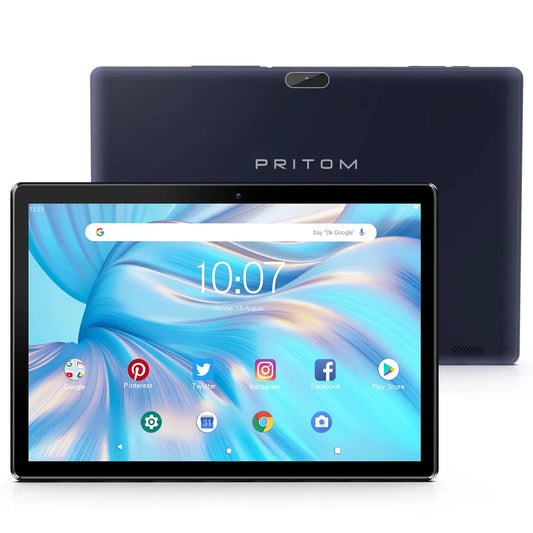 PRITOM Android Tablet 10.1 Inch 2GB RAM 64GB ROM Quad Core Processor HD IPS Screen 8.0 MP Rear Camera WiFi