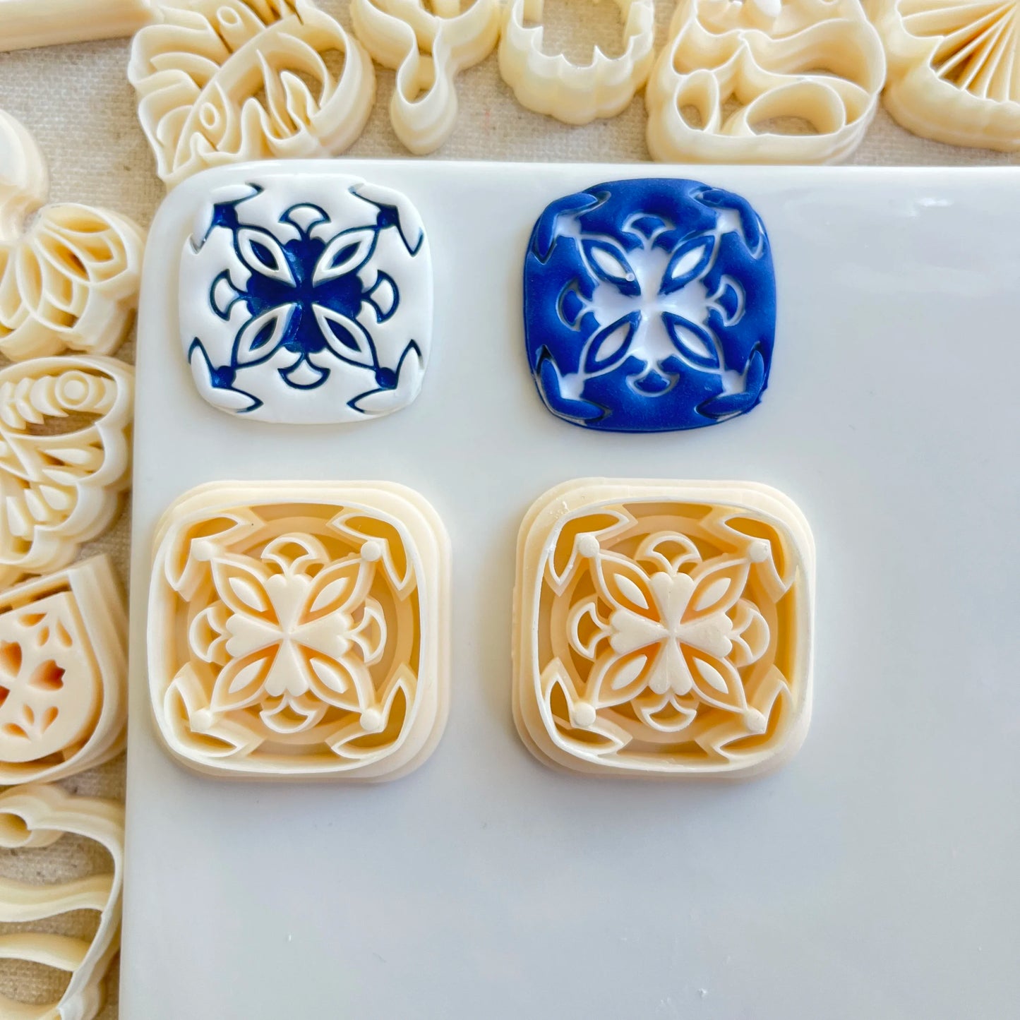 Intricately Patterned Flower Stamp Shaped Clay Molds, Tools For DIY Jewelry Handmade Artwork